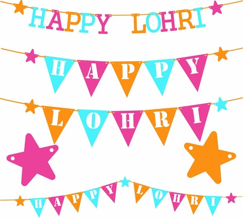 Happy lohri banner bunting - happy,