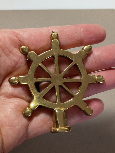 Vtg brass ship steering wheel - vtg,