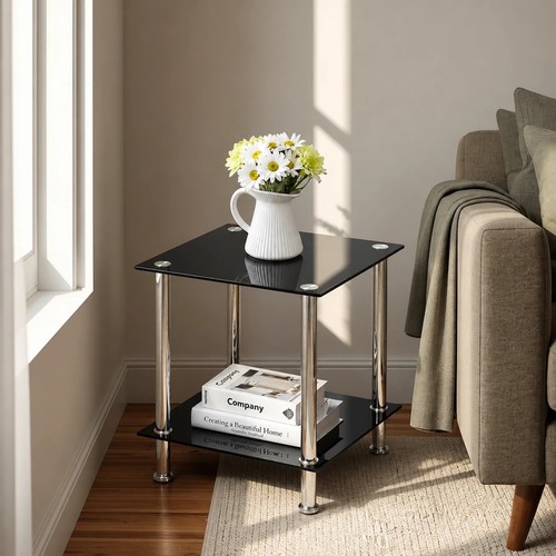 Square glass coffee table - glass,