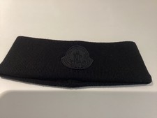 Moncler Black Wool Headband With Diamante Logo, Brand New