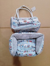 Cath Kidston Small Dog Bed London People Blue & Matching Pet Travel Carrier 