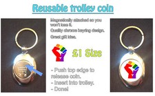 Gay Pride Rainbow Fist , Magnetic Keyring Coin Token For Trolley - Gift Idea