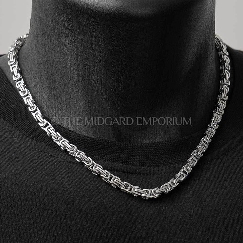 Mens necklace 5mm byzantine - necklace,
