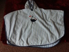 BHS - BOYS/GIRLS BLUE/WHITE  STRIPED HOODED TOWELLING  BEACH COVER