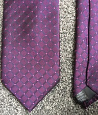 Thomas Nash purple patterned smart classic tie 3.4" wide 57" long