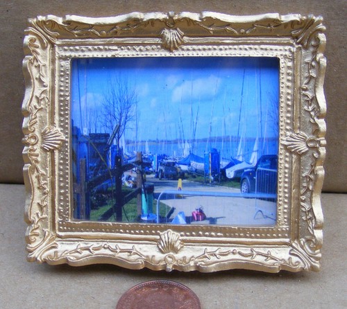 Dolls house boat - dolls, framed