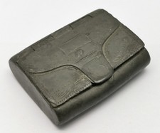 Vtg c1820s Georgian Pewter Satchel Bag Shaped 5.8cm Snuff Tobacco Trinket Box