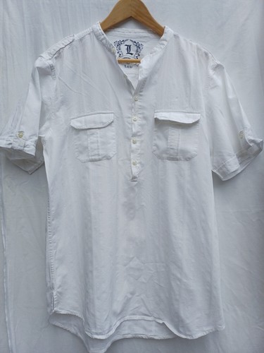 Men white grandad collar - men's,