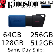 Kingston Slider USB 3.2 Flash Drive Memory Stick Pen 64Gb 128Gb 256Gb 512Gb