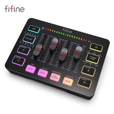 FIFINE Gaming Audio Mixer with Effects PC Streaming 4 Channel XLR Mic Interface