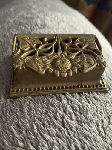Antique brass double inkwell - brass,