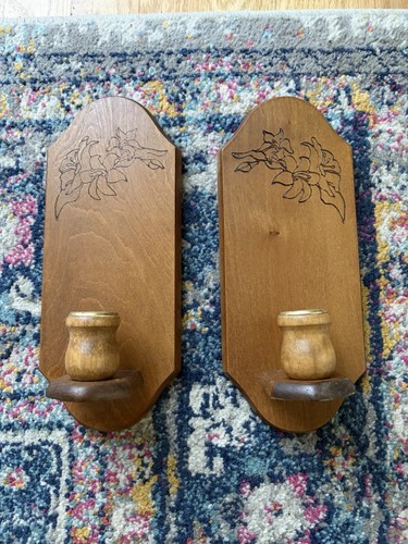 Wooden candle sconces with - wooden,