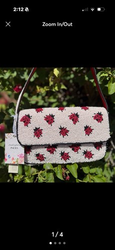 Beaded lady bug purse - beaded, hand