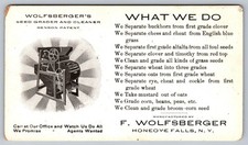 Victorian Wolfsberger Seed Grader & Cleaner Trade Card - Honeyoye Falls NY