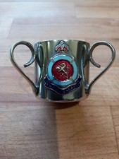 Cunard Line R.M.S. Berengaria Silver Plate & Enamel Souvenir Loving Cup Or Tyg