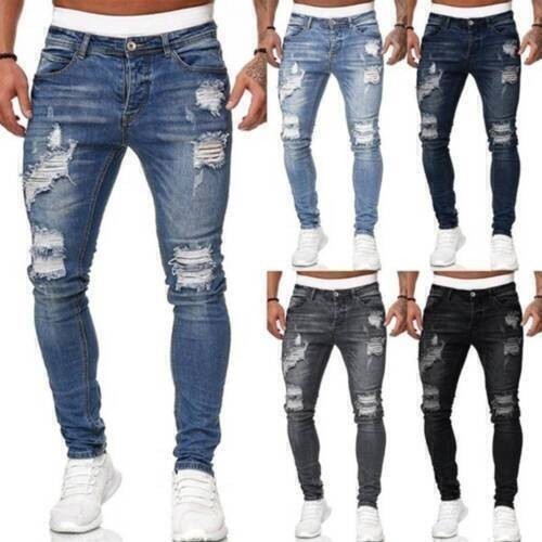 Men denim ripped jeans - men,