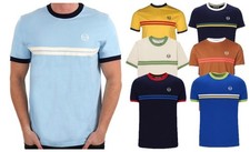 Sergio Tacchini Men's T-shirt Retro 80s Tee Cotton Stripe Ringer Top New XS-4XL