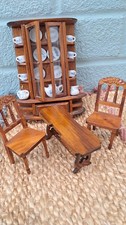 Dolls House  Miniatures  Welsh Dresser and Ceramic  Crockery  2 Chairs and Table