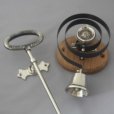 Victorian Nickel Front Door Bell Pull & Bell