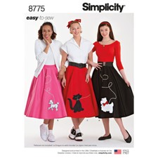 SIMPLICITY 8775 MISSES POODLE SKIRT Vintage Sizes 6-12 & 14-22 EASY TO SEW