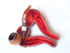 Meerschaum, a full bent, bulldog pipe with a diamond shaft & silver collar