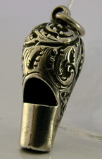 PRETTY LITTLE VICTORIAN STERLING SILVER DOG WHISTLE 1891 ANTIQUE