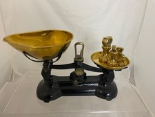 LIBRA SCALE CO Cast Iron Weighing Scales & 4 BRASS Weights BLACK