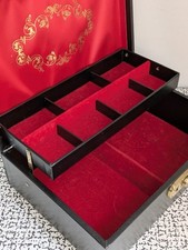 60s 70s Vintage Retro Design Philipp Jewellery Box Black Red Velvet Travel Case