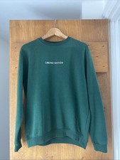 Men’s Size Small Green Boohoo Man Sweatshirt Jumper Bottle Green Crew Neck Loose