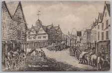 TETBURY Gloucestershire The Town in 1700 Postcard, Postmarked 1914