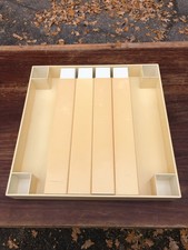 Vintage square plastic side-table with 4 removable legs, was white now cream