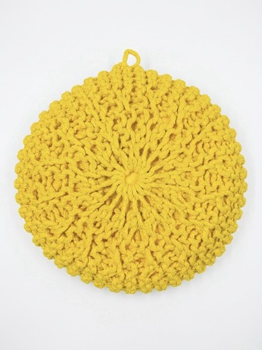 Handmade yellow crochet pouf - yellow,