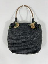 Black Woven Raffia Tote Basket