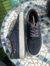 Men’s Bass 3D Shoes Size UK 9 Navy Blue Suede Leather Memory Foam Insoles