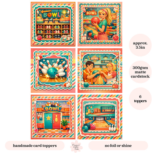 Bowling alley card - bowling, toppers