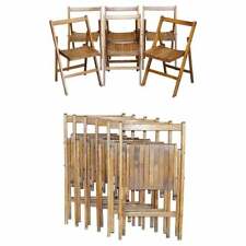 SUITE OF SIX ENGLISH OAK CIRCA 1900-1920 FOLDING STEAMER CHAIRS STUNNING PATINA