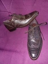 REBECA SANVER ALL LEATHER DARK BROWN MOC SNAKE LACE UP BROGUE SHOES SIZE 2 EU 35
