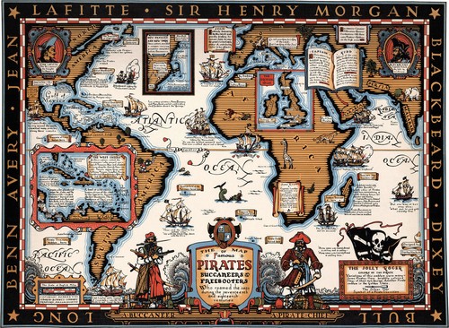 Map famous pirates - famous, buccaneers
