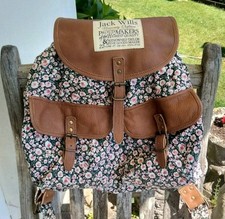 Jack Wills  Versatile Floral Canvas and Suede Rucksack.