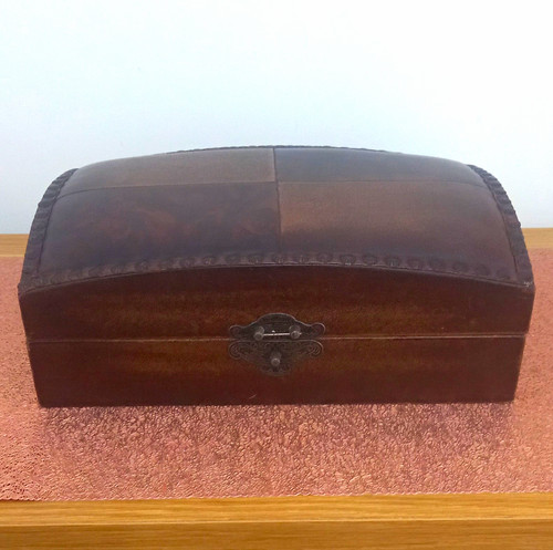 Brown leather wooden - brown,