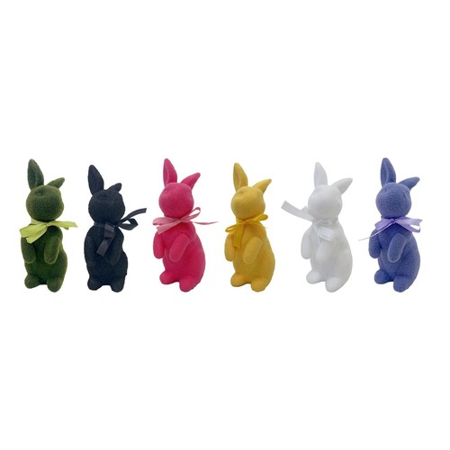 Flocked bunny figurine - bunny, 21.5cm