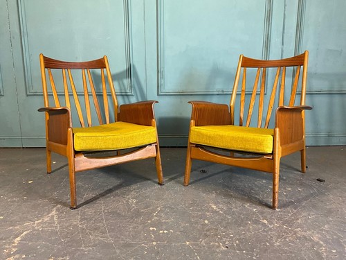 Pair newly upholstered - pair, teak