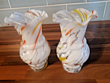 2 x Art Glass Handblown Ruffle