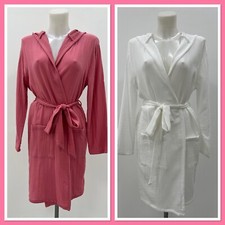 Ex Marks & Spencer Ladies 100% Cotton Hooded Dressing Gown In 2 Colours XS-XL