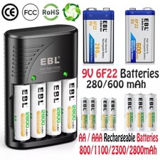 EBL Lot AA AAA 9V Rechargeable