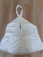 Zara Cream Halter Neck Backless Top, Small