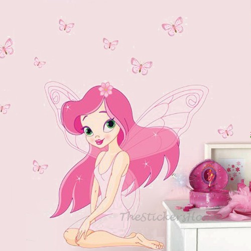Pink fairy butterfly - pink, wall