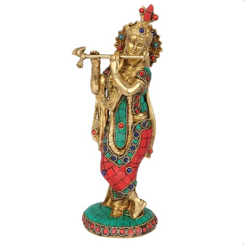 Brass krishna idol statue - krishna,