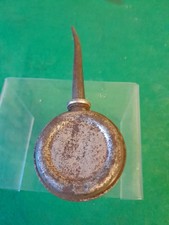 VINTAGE    FLAT  BANJO  SHAPED  OIL CAN OILER  1.5 cms THICK & 13.5 cms LONG