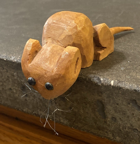 Carved wooden mouse figurine - mouse,